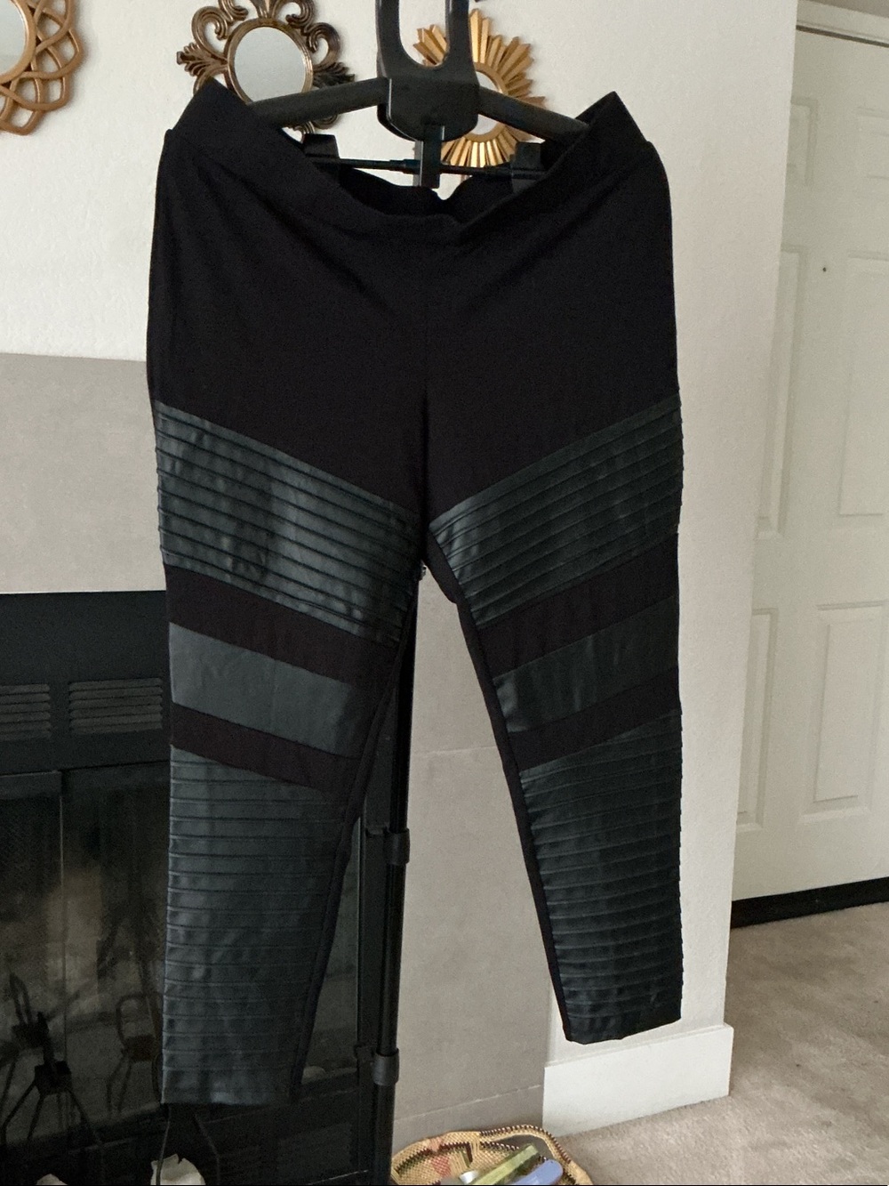 torrid Black Ponte Leggings with Faux-Leather Paneled Accents